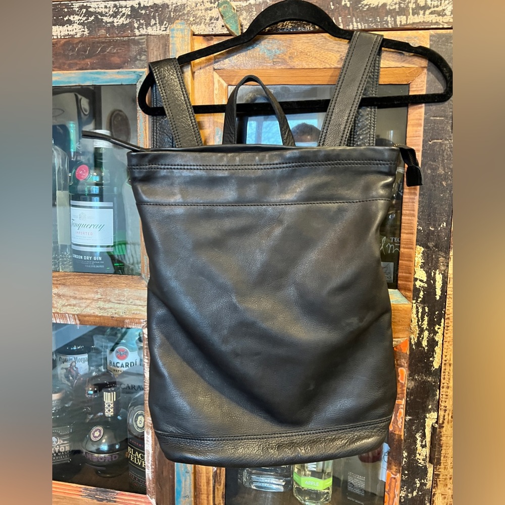 Tano Arlow black leather backpack, buttery soft leather